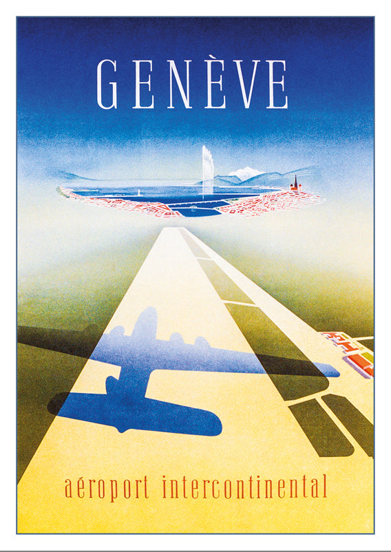 A-10758 - GENÈVE - AÉROPORT INTERCONTINENTAL - Poster by Walter Mahrer - 1948