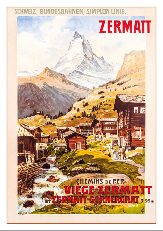 A-10776 - CHEMIN DE FER VIÈGE - ZERMATT -  - Matterhorn - Le Cervin - Poster by Anton Reckziegel - 1898