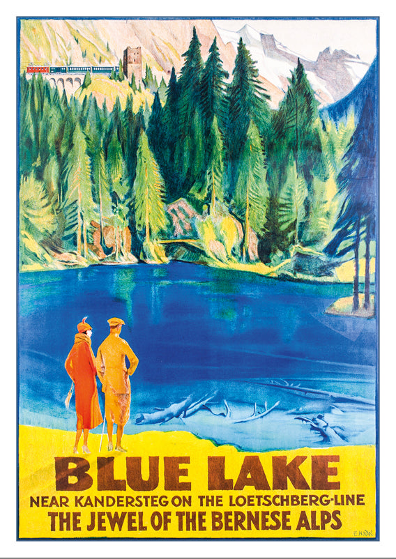 10778 - BLUE LAKE - BERNESE ALPS - Affiche d'Ernst Hodel - 1927