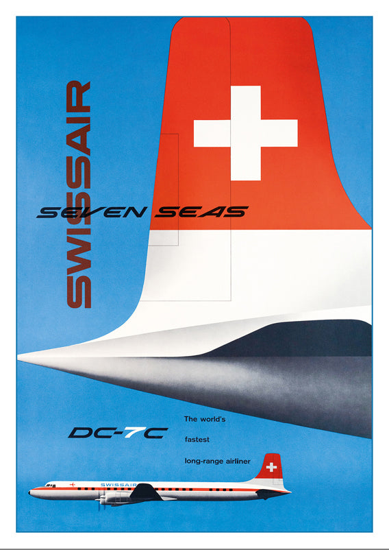 10789 - SWISSAIR DC-7C - Plakat von Kurt Wirth - 1956