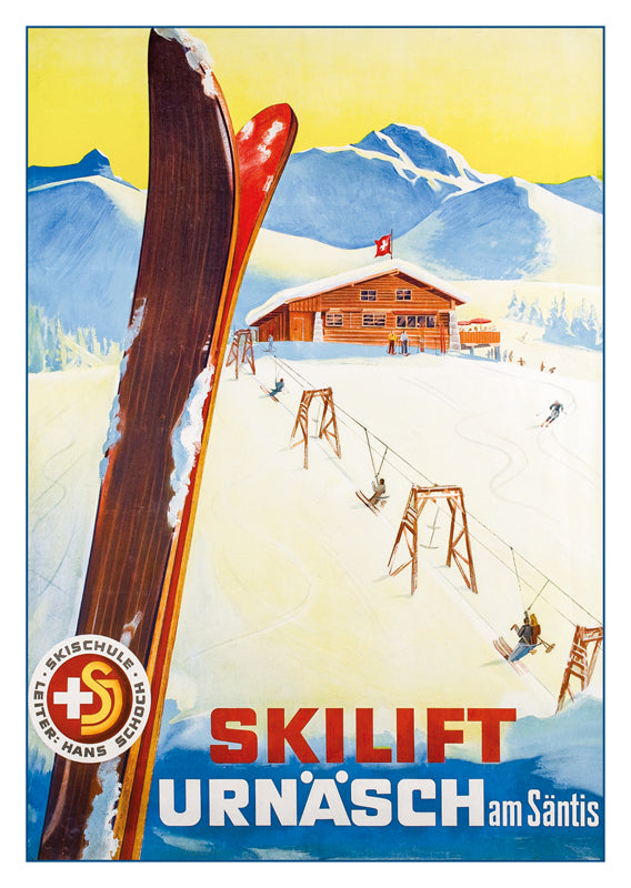 10805 - URNÄSCH - SKILIFT - Plakat von A. Bank - 1944
