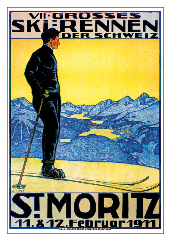 10810 - ST. MORITZ - VII GROSSES SKI-RENNEN - Plakat von W. Kupfer - 1911