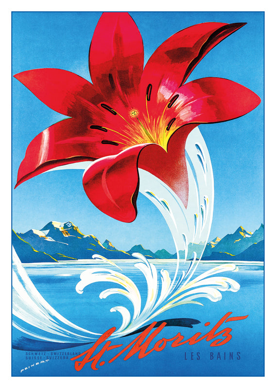 10814 - ST.MORITZ - LES BAINS - Affiche de Martin Peikert vers 1950