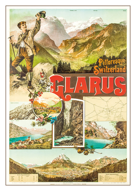 10828 - GLARUS - PITTORESQUE SUISSE - Affiche de Peter Balzer et J. Knobel - 1895