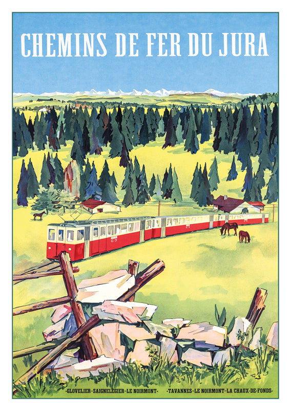 10838 - CHEMINS DE FER DU JURA - Affiche de Walter Zulauf vers 1953