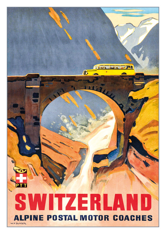 10847 - ALPINE POSTAL MOTOR COACHES - Plakat von Wilhelm Friedrich Burger - 1937