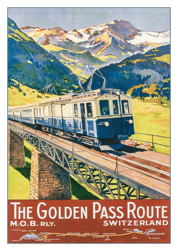 10904 - MOB -THE GOLDEN PASS ROUTE - Plakat von Edouard Elzingre - 1934