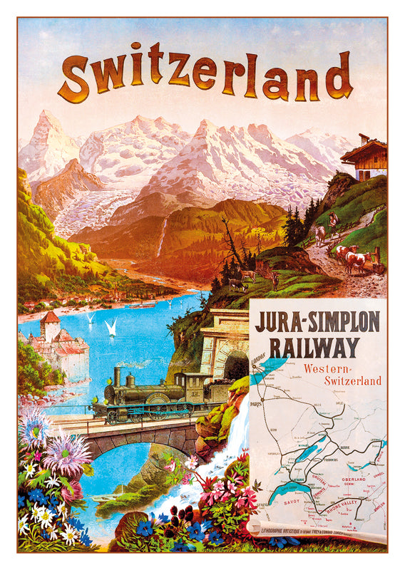 10908 - JURA-SIMPLON-RAILWAYS - Affiche de F. Conrad - 1895