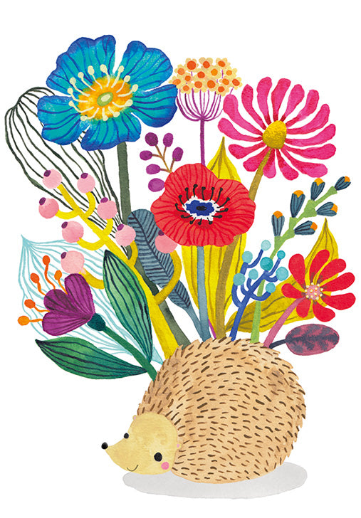 03-690122 - Hedgehog and flowers
