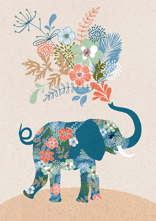 03-885071 - Éléphant et fleurs