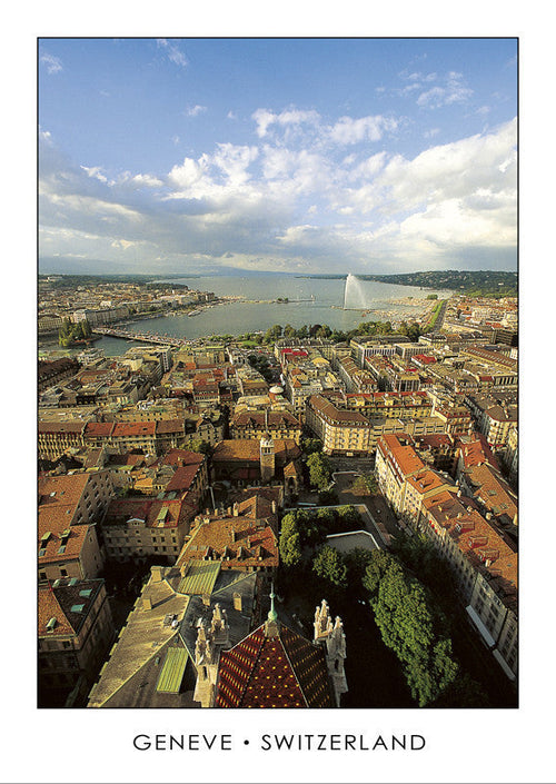Carte postale de Geneva, vue depuis la cathédrale Saint-Pierre, Switzerland
