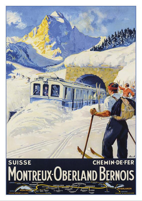 MONTREUX - OBERLAND BERNOIS - Poster by Edouard Elzingre - 1934