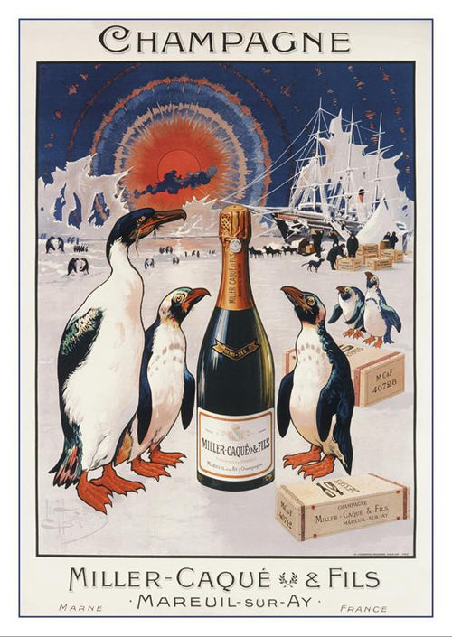 CHAMPAGNE MILLER-CAQUÉ - Poster by Léo Hingre - About 1905