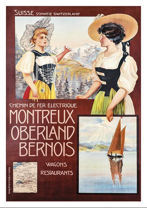Postcard - MONTREUX OBERLAND BERNOIS - Poster by Mario Borgoni about 1912