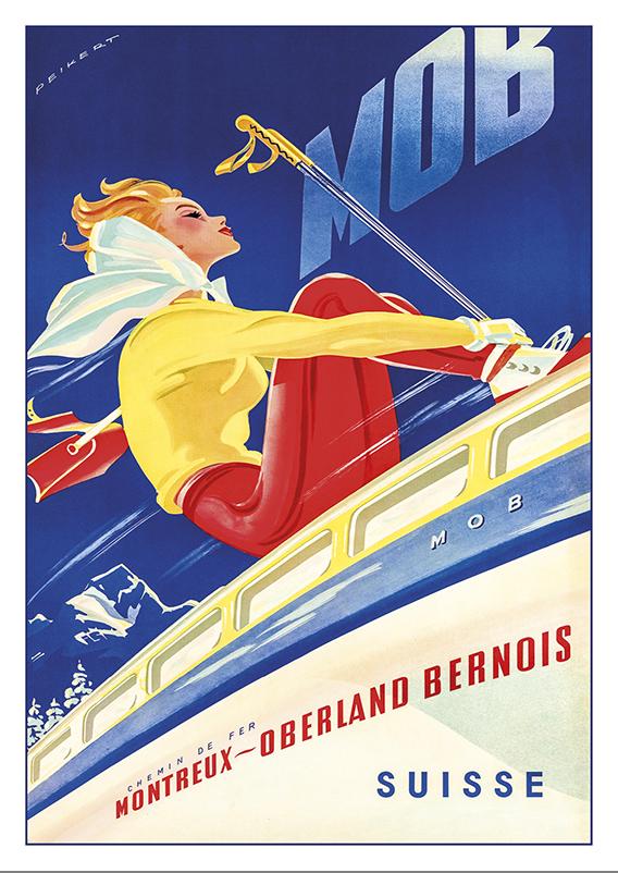 Postcard - MOB - Montreux Oberland Bernois - Poster by Martin Peikert - 1957