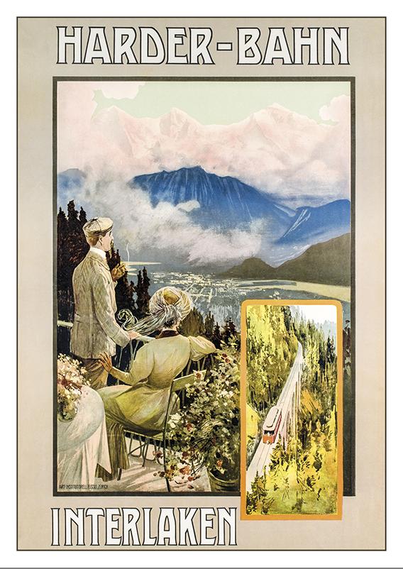 Postcard - INTERLAKEN HARDER-BAHN - Poster from 1892