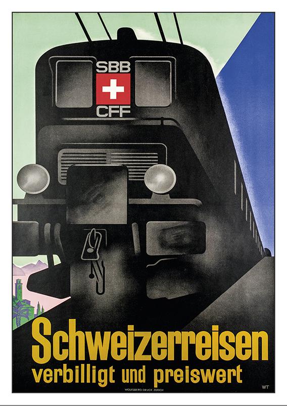 Postcard SBB - CFF - Schweizerreisen verbilligt und preiswert - Poster by  Willi Trapp – 1932