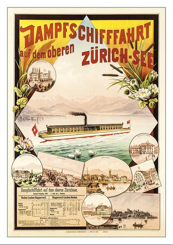 Postcard ZÜRICH-SEE 1897 - Poster by Dampfschifffahrt