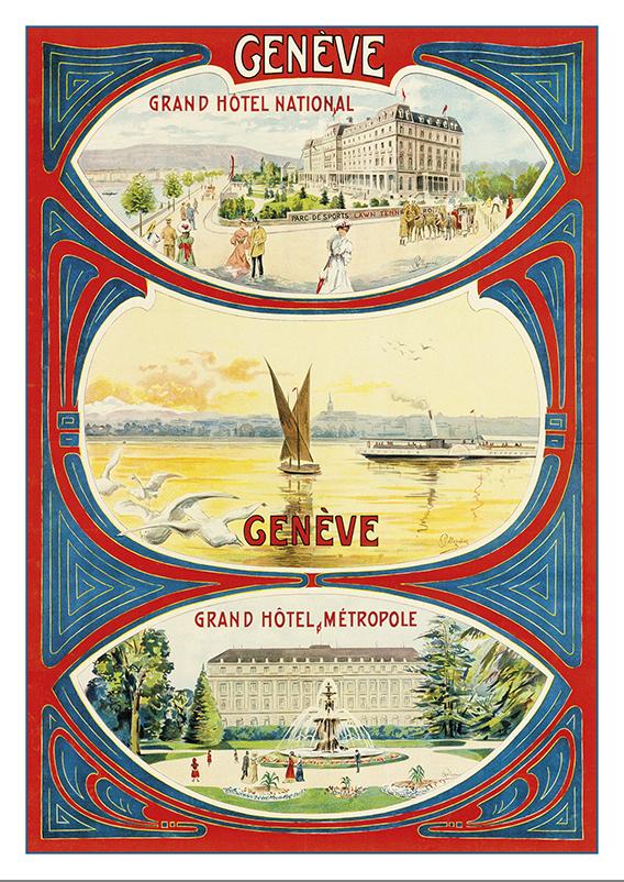 GENÈVE – HÔTELS - Affiche de Carlo Pellegrini – 1905