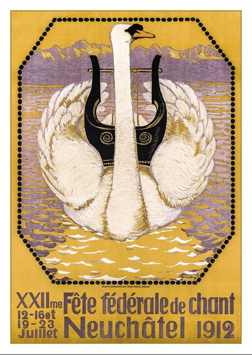 NEUCHÂTEL - Fête fédérale de chant - Poster by Wilhelm Hartung - 1912