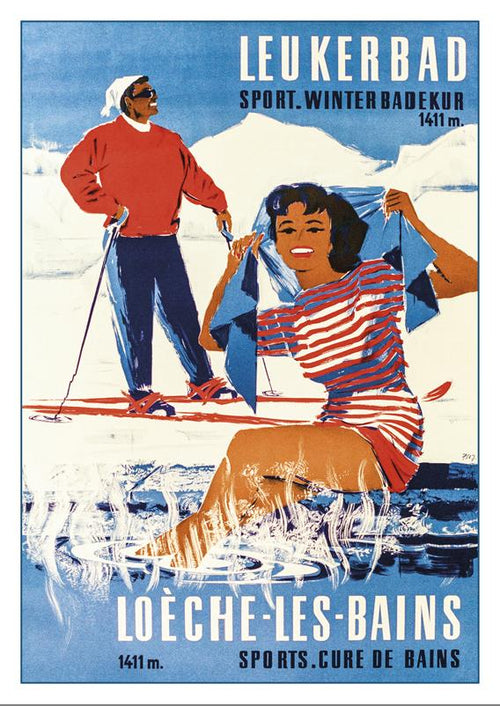 LOÈCHE-LES-BAINS - LEUKERBAD - Poster by Pierre Alexandre Junod - 1958