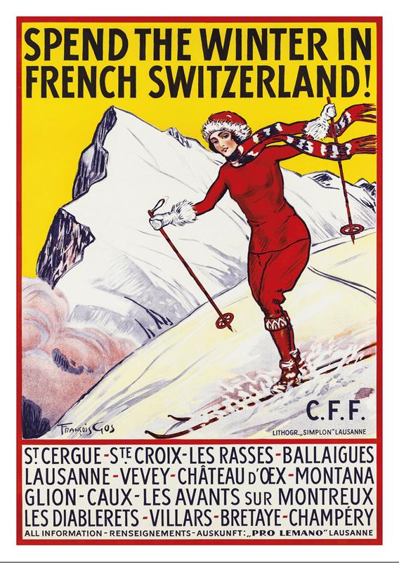 SPEND THE WINTER IN SWITZERLAND - Poster by François Gos about 1915
