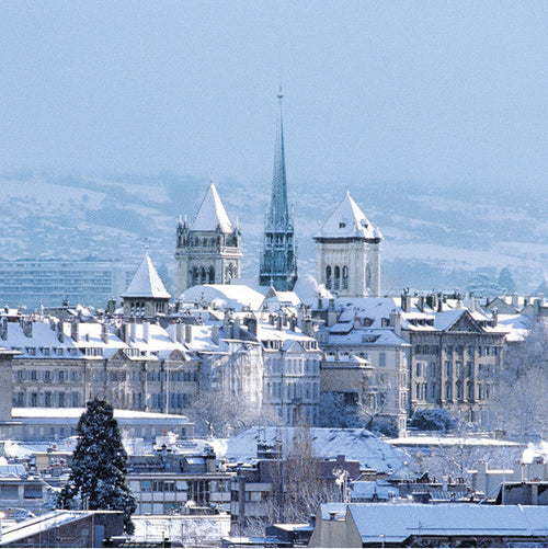 Carte de voeux de Geneva - Vielle-ville et cathédrale Saint-Pierre, Switzerland